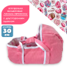 Игрушечная вельветовая переноска розовая с одеялом, малая