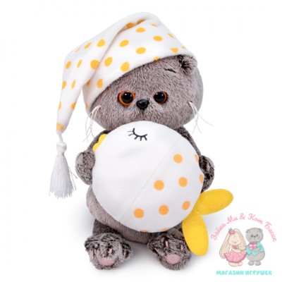 Кот Басик BABY с подушкой - рыбкой