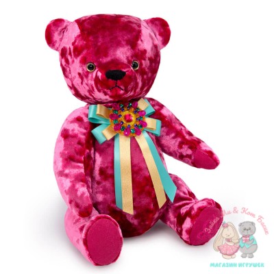 Медведь БернАрт розовый с брошкой